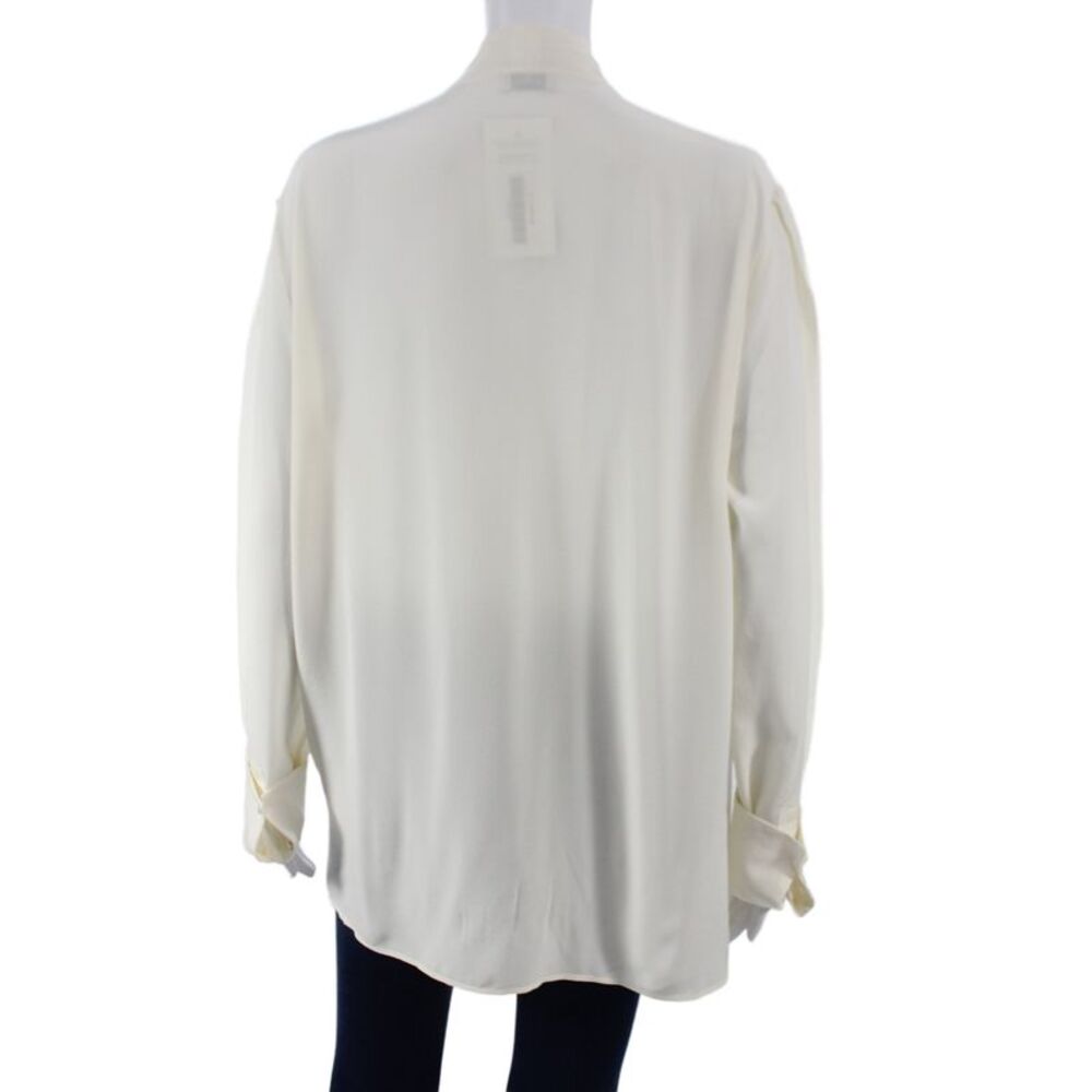 Etro Women V-Neck Silk Tunic Blouse Ivory Long Sleeve Size 50 - Picture 3 of 6
